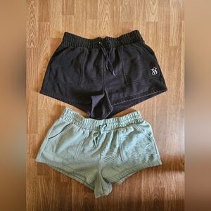 Victoria's Secret Black And Green Sweat Shorts